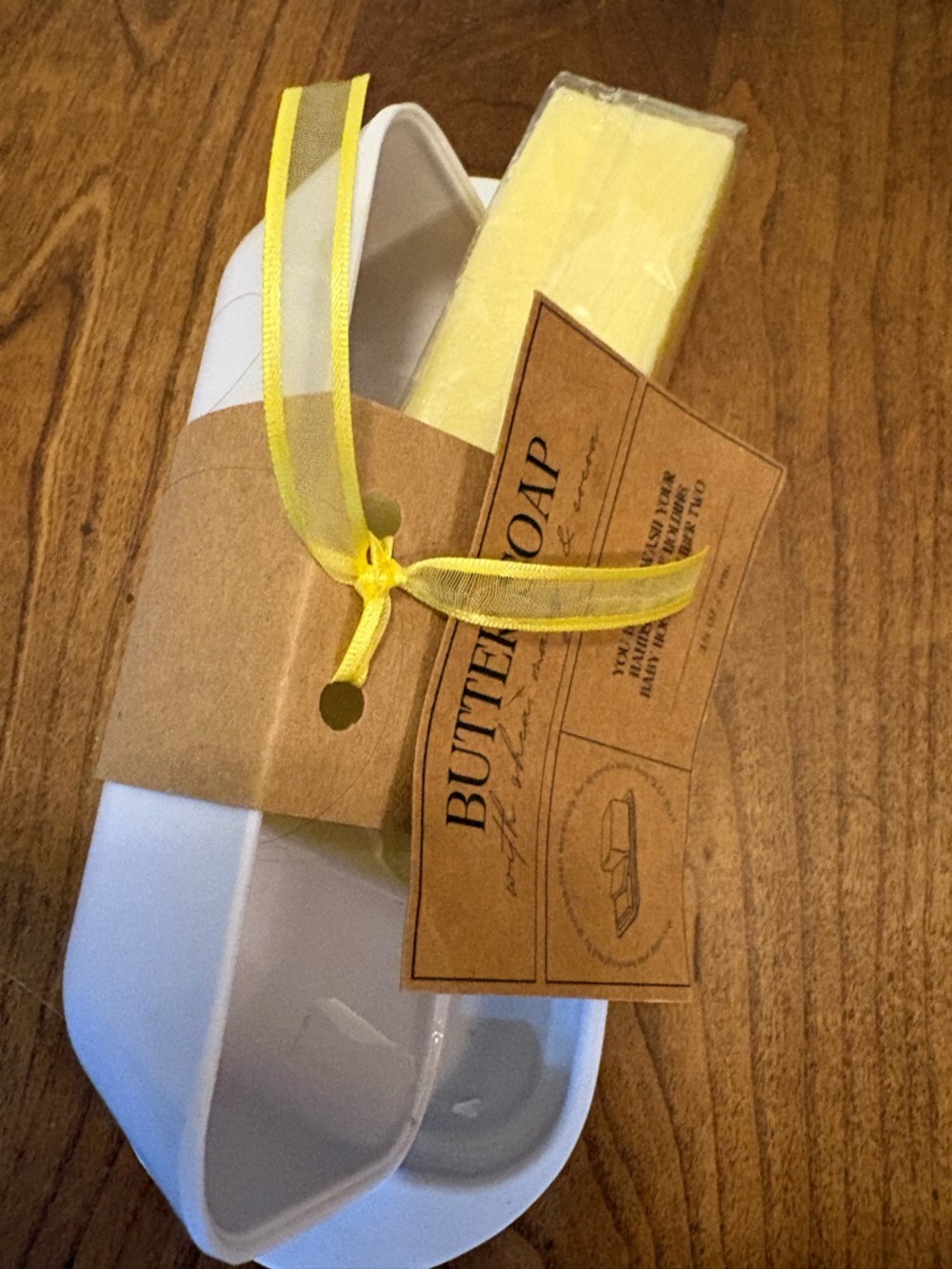 Handmade Butter Soap Bar in Yellow with Gift Ribbon